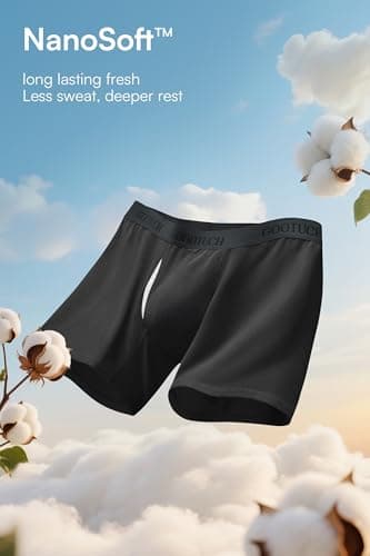 GOOTUCH Mens Boxer Briefs Underwear Pack, Odor Control Cotton Breathable Underwear, Moisture Wicking Silver-Ion Tech, 6.5 inch No Ride-Up (Black,4 pack, S) - Thumbnail 4