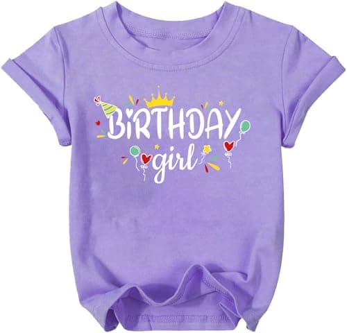 IsPICK Birthday Girl Shirt Toddler Kid Birthday Graphic Tee 4-12 Years