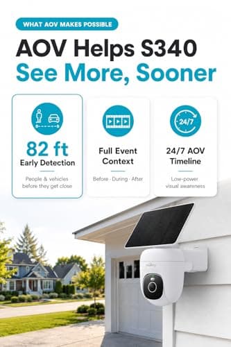 youkey Solar Security Camera Wireless Outdoor, 24/7 AOV Recording, 82 ft AI Person/Vehicle Detection, 2.5K Color Night, No Subscription, 360° Pan/Tilt, Human Tracking, 10,000mAh Battery, IP67 (S340) - Thumbnail 2