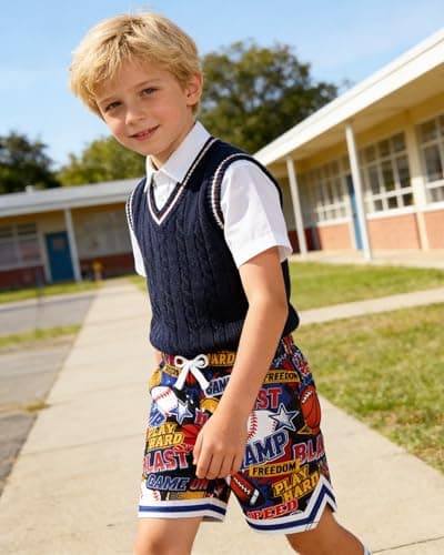 Cozople Boys Athletic Shorts Kids Basketball Baseball Graffiti Active Shorts with Pockets for Sport Exercise Activities - Thumbnail 3