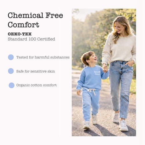 Snuggle Squad Organic Cotton Baby & Toddler Sweatsuit – 2pc Cozy Premium Sweatshirt & Jogger Set – OEKO-TEX Certfied Outfit Size: 4T, Baby Blue - Thumbnail 6
