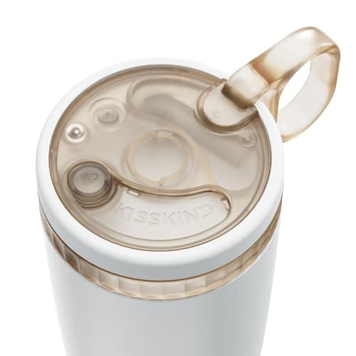 KISSKIND Iced Coffee Tumbler with Hidden Straw, 24 oz Reusable Iced Coffee Cup, Ceramic Lined Travel Mug Fits in Bags and Car Cupholders, 100% Leakproof Cold Brew Cup, No Spill, Clean Brew - Thumbnail 2