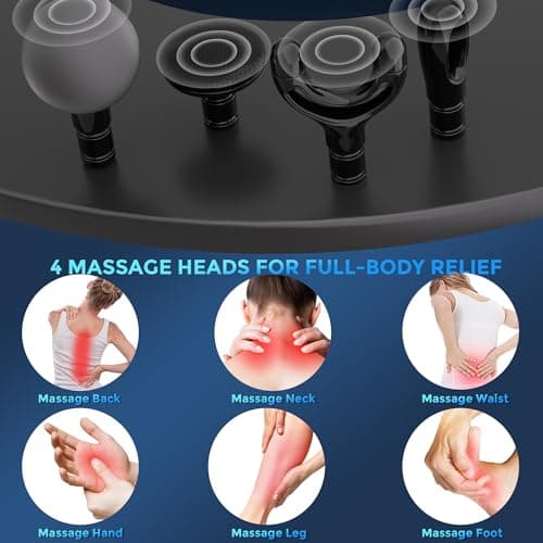 Binxalin Massage Gun Deep Tissue with Extension Handle Professional Percussion 2-in-1 Detachable Back Massager for Pain Relief,Muscle Relief Massager for Shoulder Back Thigh Waist&Neck (Upgraded) - Thumbnail 5