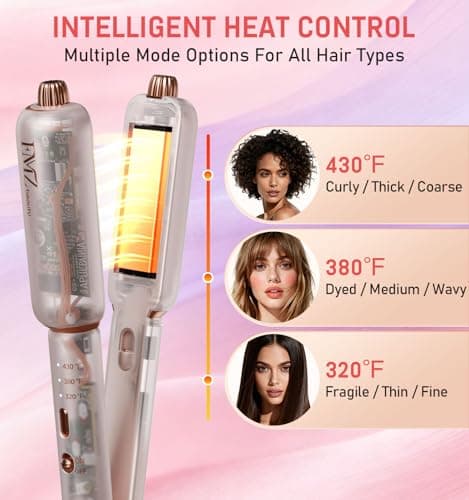 FMZ Pink Flat Iron Hair Straightener Curler Crimper for Women, 4 in 1 Professional Ionic Hair Styling Irons for Straightening, Crimping, Curling, Dual Voltage, Auto Shut-Off, Small Portable for Travel - Thumbnail 5