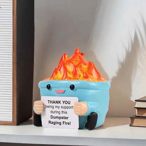 TTDOM Dumpster Fire Desk Accessories New Job Gifts for Coworker Boss Gifts for Women Social Worker Appreciation Gifts Dumpster Fire Cute Office Decor - Thumbnail 6