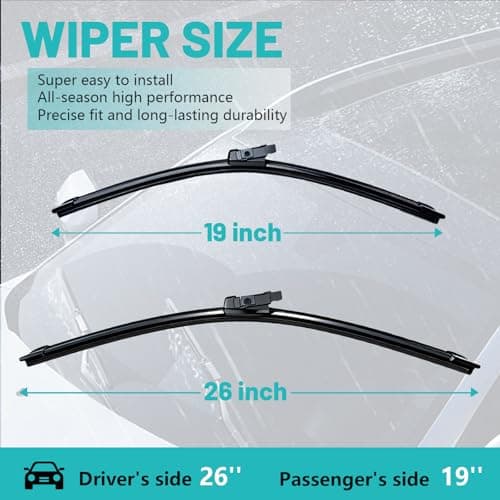 Automotive Replacement Windshield Wiper Blades 26"+19" for Tesla Model 3 2017-2023, Durable All-Season Wiper Blades, Essential Tesla Model 3 Accessories - Thumbnail 4