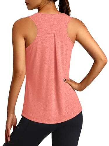 3rd hill Workout Tank Tops for Women Racerback Sleeveless Yoga Top Loose Fit Gym Shirt Running Athletic Tanks Light Orange XXL - Image 1