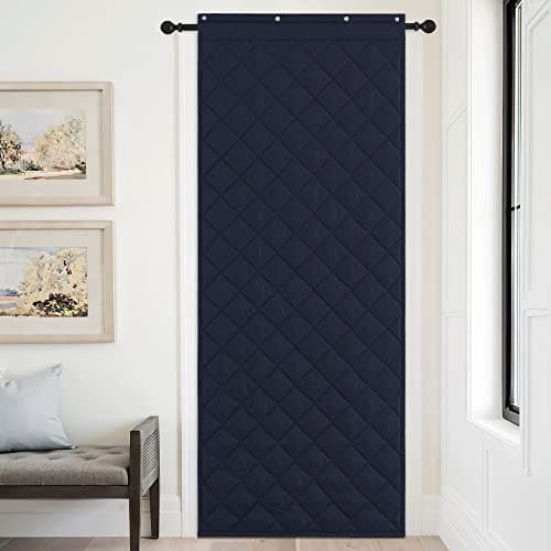 NICETOWN Thermal Insulated Door Curtain, 38"x82" Thermal Windproof Cover with 3 Hanging Ways,Saves Heating Costs for Old House Keep Warm for Doorway Kitchen Living Room, Navy Blue, 1 PC - Thumbnail 2