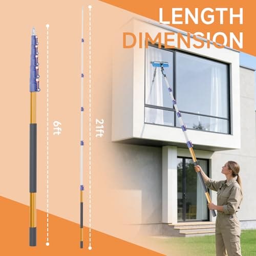 Telescopic Pole, 6-21 FT Multi-Purpose Extension Pole, Sturdy Aluminum Extendable Pole for Painting, Dusting and Cleaning - Thumbnail 4