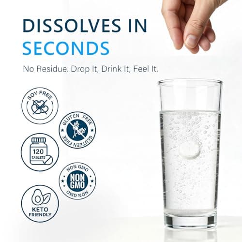 Molecular Hydrogen (H2) Tablets with Magnesium – 12 PPM Hydrogen Water Tablet for Drinking Water, Antioxidant-Rich, Supports Cellular Health, Recovery & Cognitive Function – Unflavored, 120 Tablets - Thumbnail 6