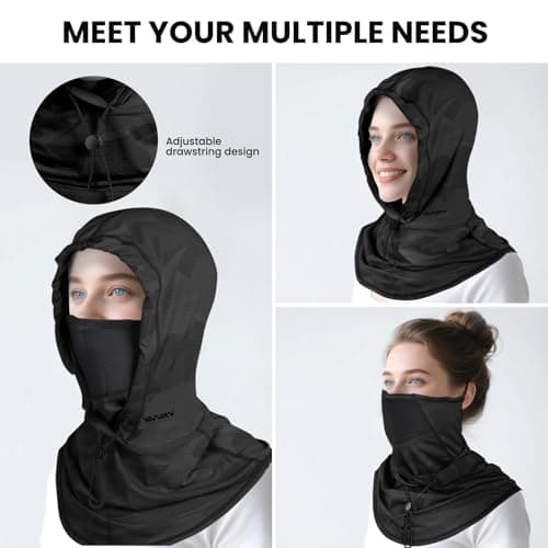 Cooling Balaclava Face Mask with Breathable Holes Sun Protection Full Face Mask for Men Women Fishing Cycling&Outdoor Work Black - Thumbnail 6