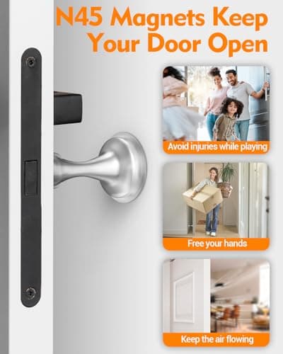 Door Stoppers Magnetic Door Catch, 2 Pack Stainless Steel Magnetic Door Stop, Double-Sided Adhesive Tape, No Drilling, Screws for Stronger Mount, Holder Your Door Open for Wide Doors - Thumbnail 2