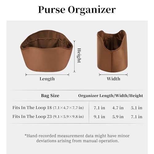 Purse Organizer Insert for In The Loop 18/23, Satin Bag Organizer Compatible with Hermes Bags, Lightweight Women Purse Essentials, Soft Touch Inner Liner with Multiple Pockets(Gold, Loop 18) - Thumbnail 6