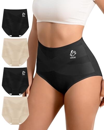 MIOTAN Women's Underwear 4 Pack Cotton High Waisted Tummy Control Ladies Panties Postpartum Compression,Multicolor-B,M - Image 1
