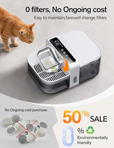 Chumajor 3.5L Wireless Cat Water Fountain with No Filters, 180-Day Battery & Precision Flow Control,Smart Pet Water Dispenser with Wastewater Separation & Custom Scheduling for Cats & Dogs, White - Thumbnail 2