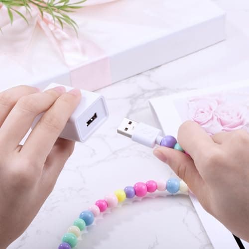 ComfyBay 3.3FT USB C Charging Cable, 60W Acrylic Beaded Charger Cord, Compatible with Samsung Galaxy, iPhone 16/15, iPad, and More - Thumbnail 4