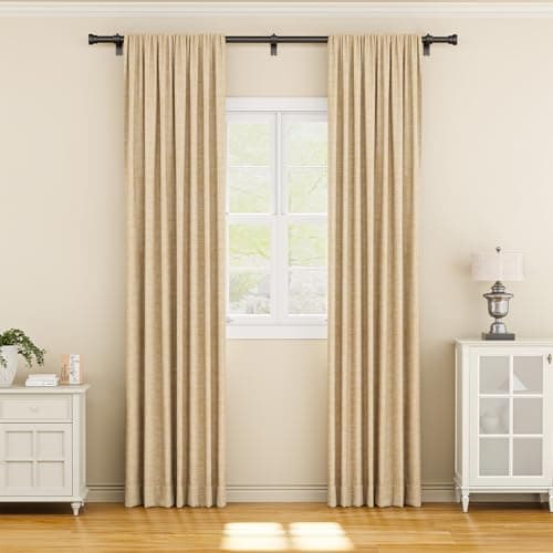 YaFex Curtain Rods 2 Pack 32-84 Inch, Heavy Duty 1 Inch Curtain Rod, Black Long Adjustable Window Treatment Rods, Modern Design, Easy Installation - Thumbnail 2