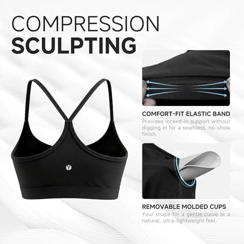 MXYMXY Women's Sculpting Compression Y-Back Sports Bra for A-C Cups Black - Thumbnail 4