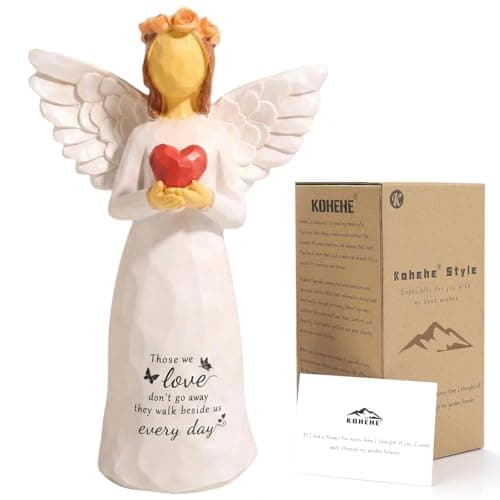 Kohehe Sympathy Gifts for Loss of Loved One, 5.12" Heart Angel Figurine Memorial Gift for Loss of Baby Mom Dad Grandma,Thoughtful Comforting Gifts for Funerals,Memorials, Anniversaries of Loss