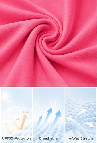 Alaroo Womens Workout Tops for Women UV Protection Shirts Fitness Clothing Hiking Gym Running Athletic Top Hot Pink S - Thumbnail 5