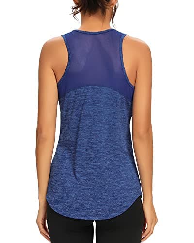 Quccefods Workout Tank Tops for Women Sleeveless Athletic Yoga Shirts Mesh Racerback Tank Tops Gym Workout Clothes RoyalBlue - Image 1