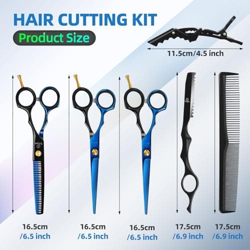 ETHTXE Professional Hair Cutting Scissors Kit, 6.5" Barber Cutting & Texturizing Shears – Premium Stainless Steel Salon Scissors for Men, Women, Home Use, Professional Barbers and Gift Giving - Thumbnail 2