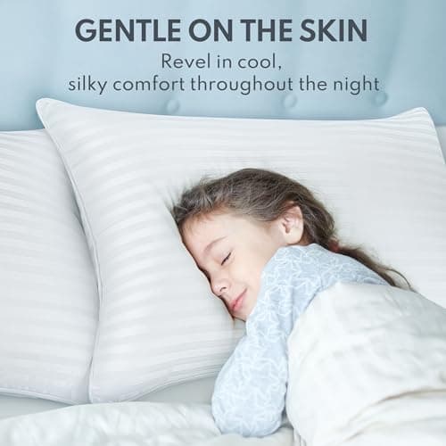 HEYCUZI Queen Size Bed Pillows Set of 2 - Breathable Premium Down Alternative Sleeping Pillows for Side, Back, and Stomach Sleepers Fluffy Hotel Quality Soft Microfiber Fill Cooling Skin-Friendly - Thumbnail 6