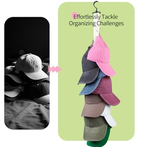 Oeyliz Hat Organizer Baseball Caps Rack Hangers 2PCS Door Hat Racks with 8 Stainless Steel Clips Cap Wall Holder Closet Storage Organizer Over Door Wall Caps Storage Hangers Beige - Thumbnail 4