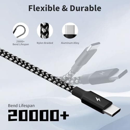 USB C Splitter Multi Charging Cable, Dual Type C Charger Cord,4 in 1 Multiple Nylon Braided Cable with 4 Type-C Connectors Compatible with iPhone 15 Pro Max/Galaxy/Tablets/Google-1Pack 5FT. - Thumbnail 2