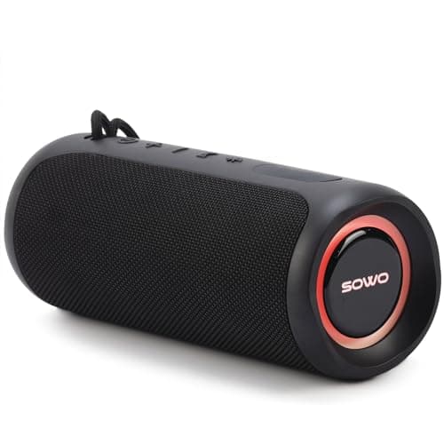 Wireless Waterproof Bluetooth Speaker - Portable Speaker Loud with Built-in Subwoofer and Tweeter, Extra Bass, Stereo Sound, IP67, Colorful Lights for Party, Outdoor, Camping - Black - Thumbnail 3