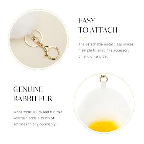 Stelle Egg Keychain Food Pom Pom Bag Charms Fluffy Cute Keychains Purse Backpack Accessories Gifts for Girls/Women(Hard Boil) - Thumbnail 4
