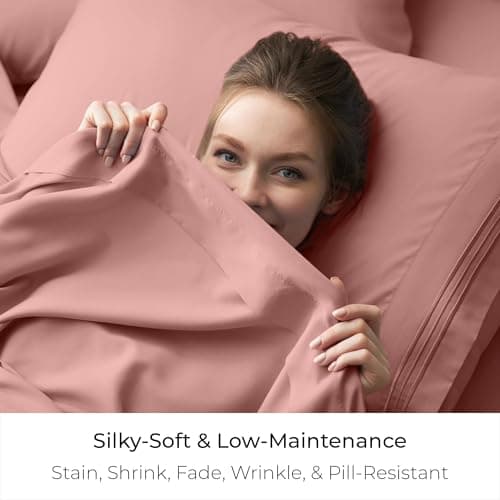 Mellanni California King Size Flat Sheet - Iconic Collection Bedding - Hotel Luxury, Extra Soft, Cooling - Wrinkle, Fade, Stain Resistant - 1 Flat Sheet Only (Cal King, Coral) - Thumbnail 5