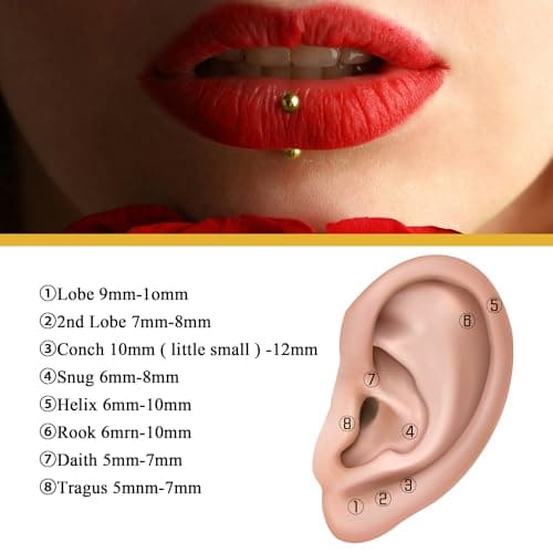 Titanium 16G Horseshoe Rings internally threaded Spikes Nose Septum Hoop Earring Eyebrow Tragus Lip Rings Daith Helix 6-12mm Smily Piercing Jewelry for Women Men (Eyebrow-Rainbow-Balls, 16Gauge 1.2x10mmx3mm) - Thumbnail 6