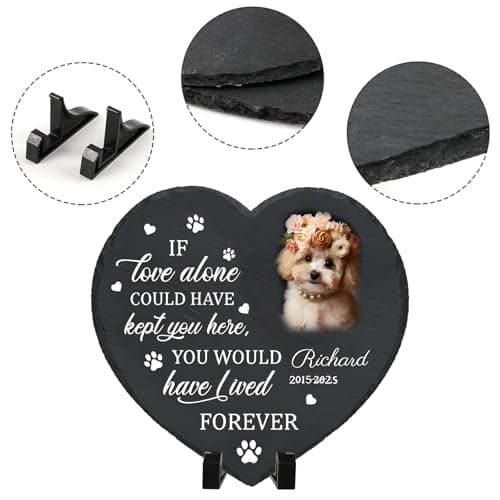 Umitive Personalized Pet Memorial Stone - Custom Dog Grave Marker with Name & Photo - Sympathy Gifts for Loss of Beloved Dog - Cemetery Decor - Rainbow Bridge Memorial for Dogs (Style E) - Thumbnail 4