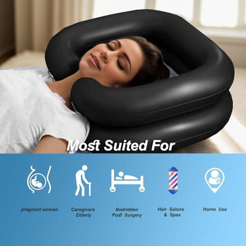 Inflatable Shampoo Basin for Bedridden and Disabled,Portable Shampoo Bowl for Injured, Hair washing Basin for Childred,pregnant woman,Easy Hair Washing at Home (Black) - Thumbnail 5