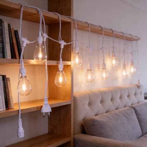 ATHSOOBZ 48FT LED Outdoor String Lights with 15 Edison Shatterproof Bulbs, Weatherproof Strand, Commercial Grade Patio Lights, Decorative for Garden or Patio, Warm White - Thumbnail 5
