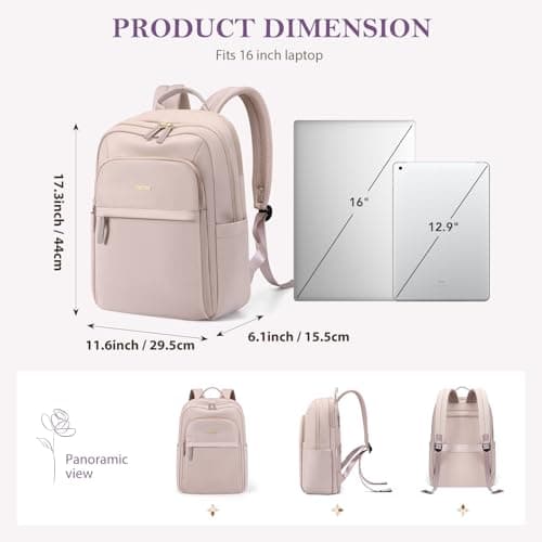 GOLF QUALITY Travel Backpack for Women Personal Carry On Bag Business Weekender Hiking Multilayer Laptop Bag,16 Inch,Pink - Thumbnail 4