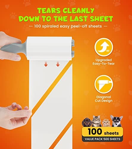 KONIZY Lint Rollers for Pet Hair Extra Sticky, 500 Sheets Mega Value Set Roller with 2 Upgraded Handles, 5 Portable Lint Roller for Clothes, Furniture, Carpet, Dog & Cat Hair Remover - Thumbnail 4