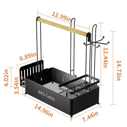 LELOCLE Grill Caddy BBQ Organizer for Outdoor Grill with 2 Paper Towel Holders, Picnic Condiment Utensil Organizer for Outdoor Cooking, RV, Camping Essential, Camper Must Haves, Gifts for Men - Thumbnail 3