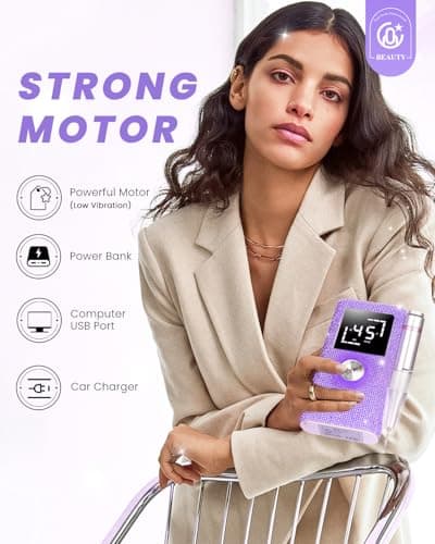 CozyZen Cordless Electric Nail Drill, 45000 RPM Rechargeable Diamond E-File, Portable & Low Noise for Acrylic/Gel Nails, Manicure & Pedicure - Professional & Home Use - Thumbnail 4