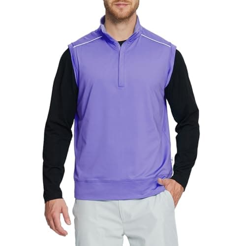 Rouen Mens Vests Outerwear Lightweight Moisture Wicking Midlayer Sleeveless Golf Quarter Zip Pullover Mens Vest - Thumbnail 3