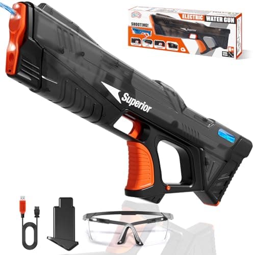 Skirfy Electric Water Gun Toys,Auto Suction Water Guns for Adults&Kids,Squirt Guns Battery Powered Automatic Water Blasts,Pool Beach Outdoor Party Toys for Kids（Black） - Image 1