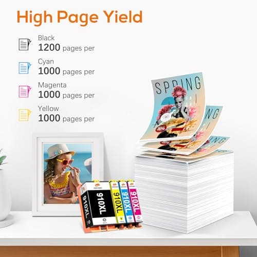 Jeostarky Remanufactured Replacement for HP 910XL Ink Cartridges Combo Pack High Yield Compatible with HP OfficeJet Pro 8015e 8025e 8035e 8010 8020 8028 8035 Series Printer (Black Cyan Magenta Yellow) - Thumbnail 4