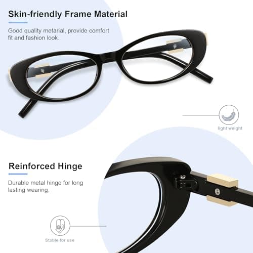 YMRFW Oval Blue Light Blocking Glasses for Women Retro 90s Glasses Computer TV Eyeglasses Anti Eyestrain - Thumbnail 4