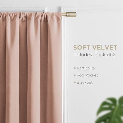 Joydeco Candy Pink Velvet Curtains 96 Inches 2 Panels, Luxury Thermal Insulated Soft Pink Curtains for Bedroom & Living Room, Room Darkening Velvet Drapes, Rod Pocket (52W x 96L) - Thumbnail 3