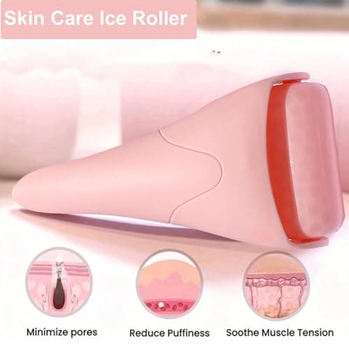 BVQWO Ice Roller for Face, Face Roller - Cold Massage Stick for Cooling and Calming Puffiness, Wrinkles, Fine Lines - Skin Care Tools - Self Care Gifts for Women and Men (Nude Pink) - Thumbnail 3