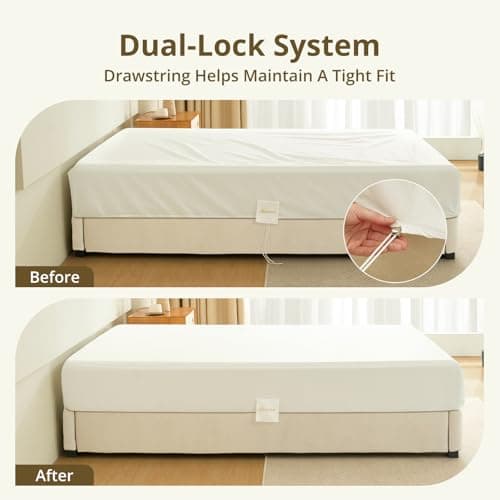 100% Egyptian Long-Staple Cotton King Sheet Set with Drawstring and 360°Elastic for Tight Fit, 4PCS 1000TC Sateen King Sheets Bed Sheet Set, 6" Deep Pocket Fits 9" to 16" Mattress, Luxury Soft - Thumbnail 3