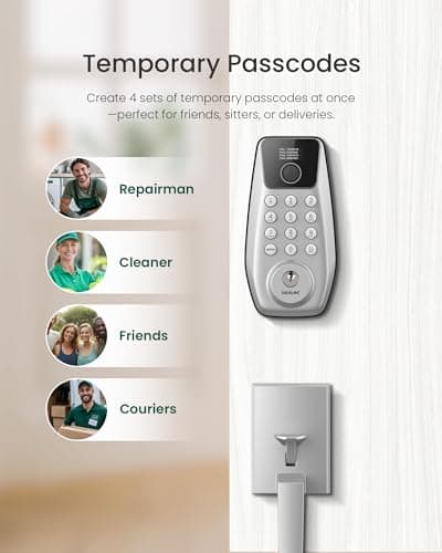 DESLOC C110 Keyless Entry Door Lock with Handle Set&Display (Smart Screen), Fingerprint Door Locks, Keypad Deadbolt, Auto-Lock, Backlit Keys, Passage Mode, IP54 Waterproof - Thumbnail 4