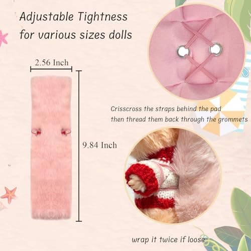 Gtsrlp Car Seat Belt Cover Pad Secure 17cm Dolls in the Seatbelt Cushion, Cute Chic Car Companions Doll Accessories, Interchangeable Doll for Display, Pink(No Doll) - Thumbnail 2