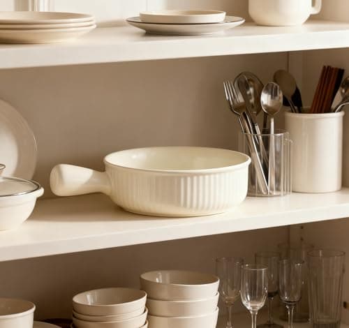 COIKZLY French Onion Soup Bowls, 20 Oz Soup Bowls with Handles, Microwave, Dishwasher & Oven Safe - Stackable Ceramic Soup Crocks for Chili, Beef Stew Set of 4, Beige - Thumbnail 6